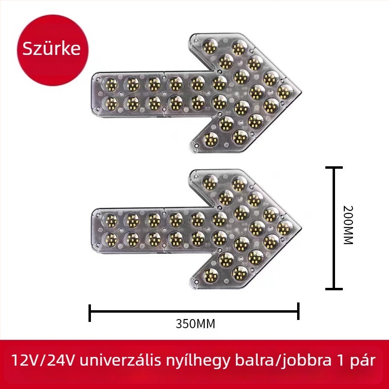 LED irányjelző fény nyíl formájú öntöző teherautóhoz – dupla villanó figyelmeztető jelzés, 12/24V