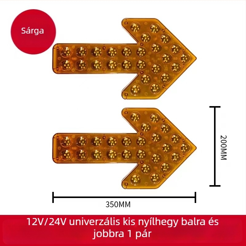 LED irányjelző fény nyíl formájú öntöző teherautóhoz – dupla villanó figyelmeztető jelzés, 12/24V