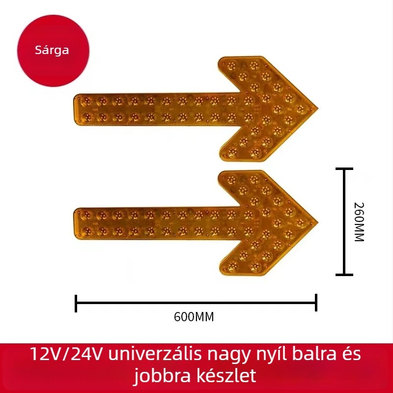 LED irányjelző fény nyíl formájú öntöző teherautóhoz – dupla villanó figyelmeztető jelzés, 12/24V