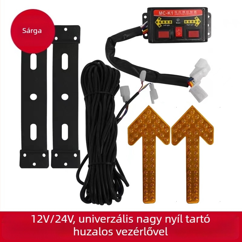 LED irányjelző fény nyíl formájú öntöző teherautóhoz – dupla villanó figyelmeztető jelzés, 12/24V