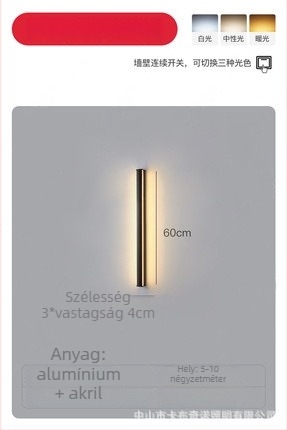 Fali lámpa, modern minimalista stílus (alumínium árnyékoló; LED; 220V; 600)