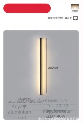 Fali lámpa, modern minimalista stílus (alumínium árnyékoló; LED; 220V; 600)