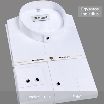 Férfi ing Mercerizált pamutból, álló gallér, hosszú ujjú, vasalásmentes, egyszínű