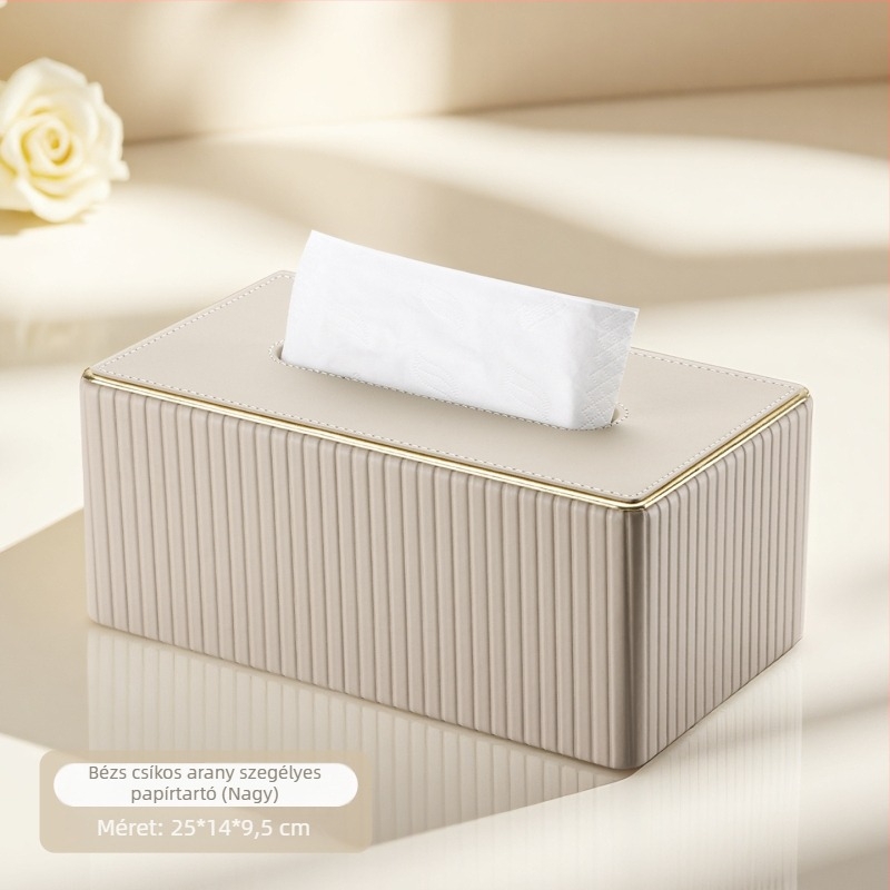 Grace bőr zsebkendő-doboz - világos luxus, vízálló, többfunkciós, levehető papírzsebkendő tartóval, 24 darabos készlet