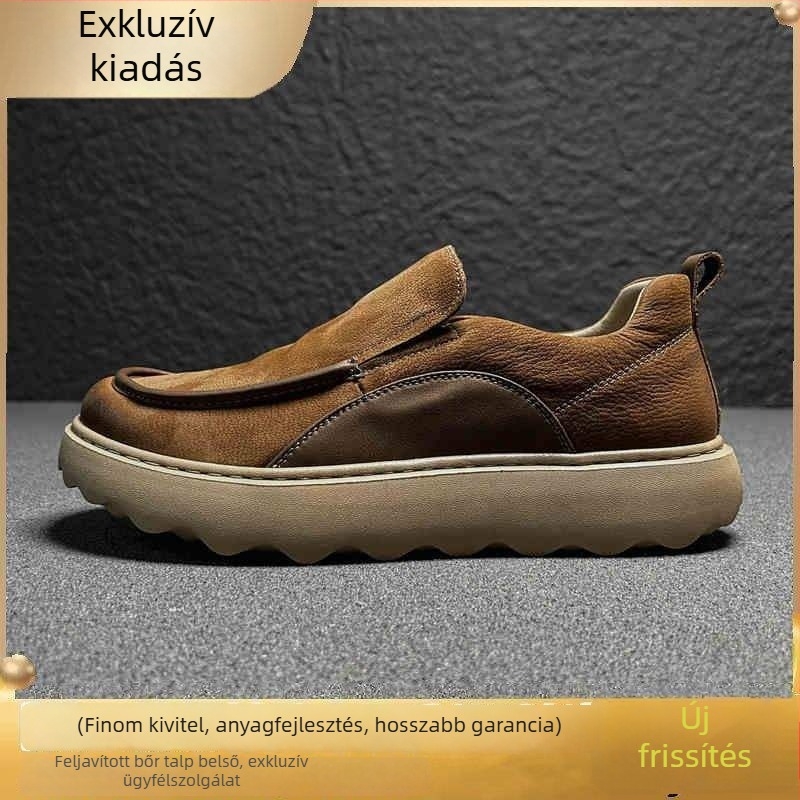 Férfi slip-on loaferek vastag talppal, lélegző, többféle anyagból készült felsőrész, gumi talp, alacsony sarkú 1–3 cm