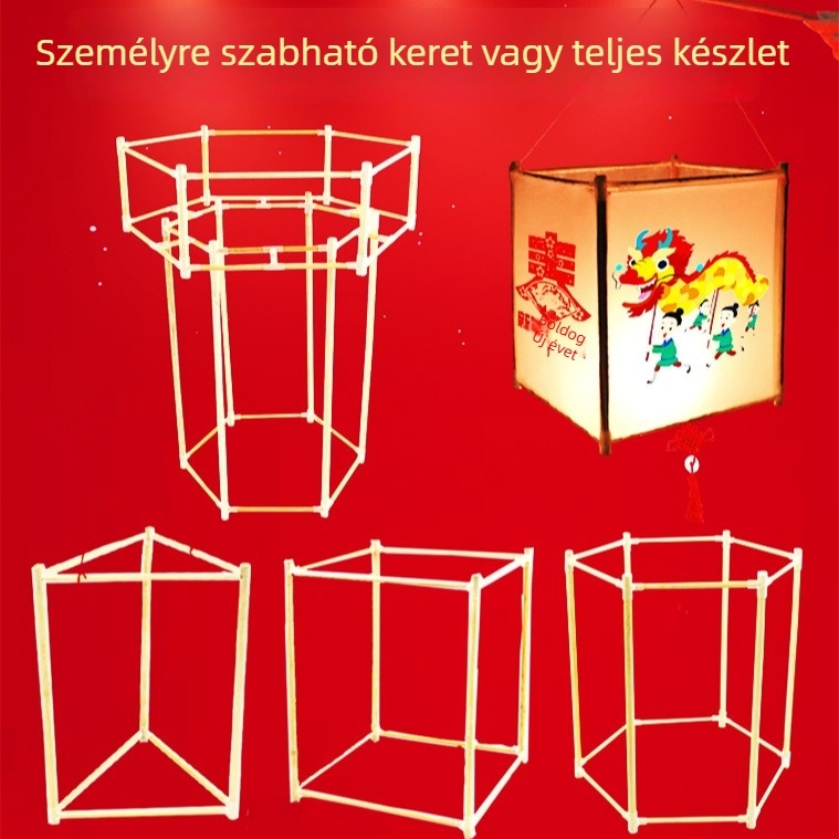 DIY Bambusz Lámpás Keret Készlet Sárkány Csontvázzal, Nem-elektrikus, Opp Bag Csomagolás, Tavaszi Fesztiválhoz, 7–14 éveseknek