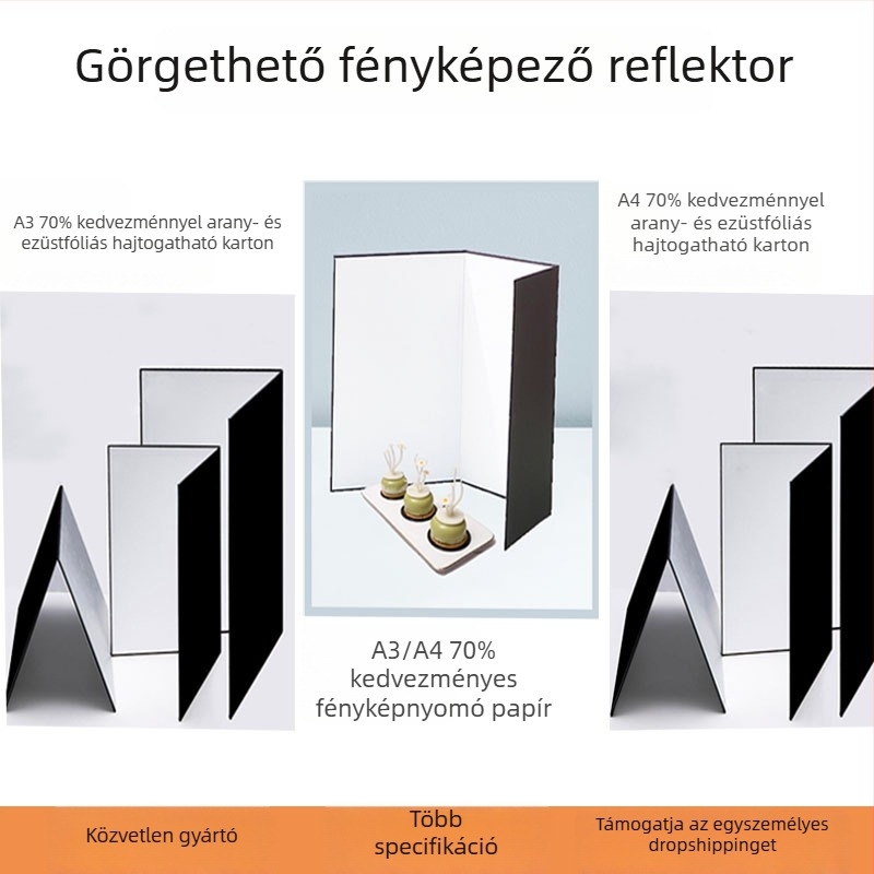 Fotózáshoz készült papíralapú háttér, összecsukható reflektor panel, matt felület (Márka: Gan Yun; Piacra kerülés ideje: 2023; Típus: háttérpapír; Anyag: papír; Alkalmazás: termékfotózás)