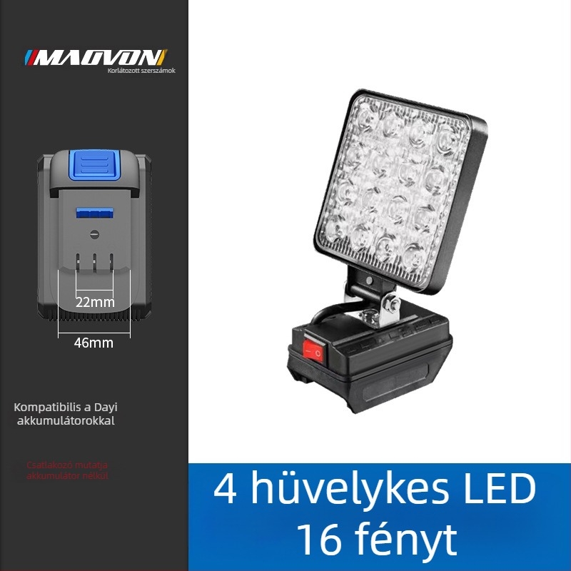 Miaoyou LED-es munkalámpa, lítium akkumulátoros, kültéri használatra és vészhelyzeti világításra