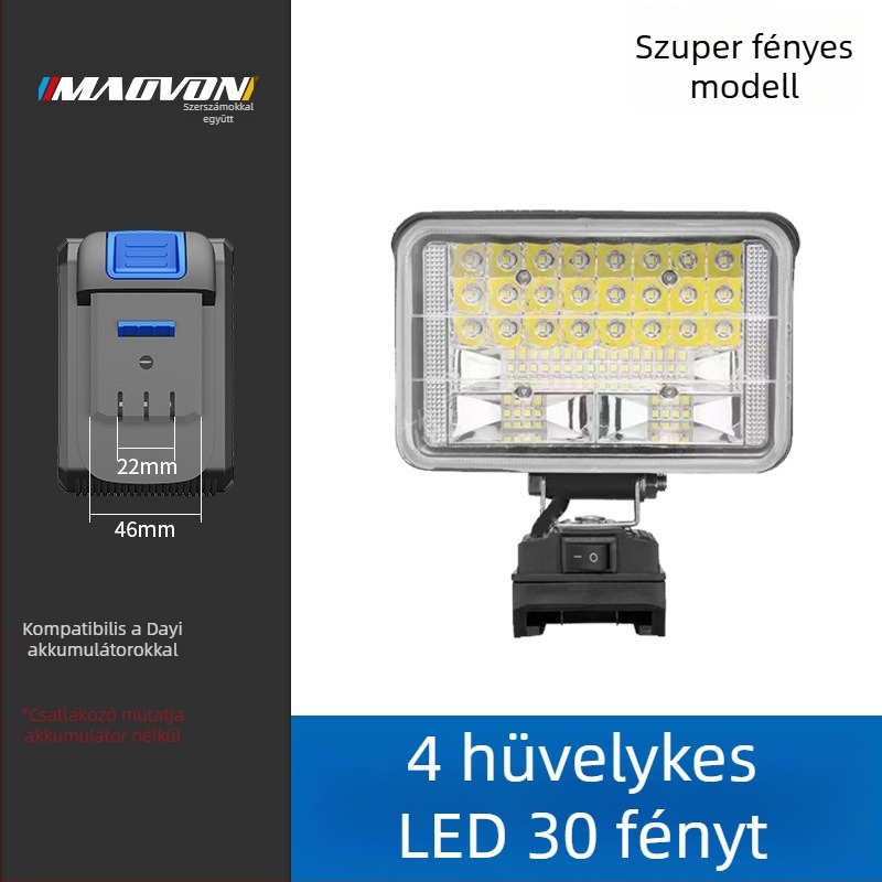 Miaoyou LED-es munkalámpa, lítium akkumulátoros, kültéri használatra és vészhelyzeti világításra