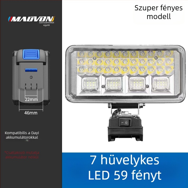 Miaoyou LED-es munkalámpa, lítium akkumulátoros, kültéri használatra és vészhelyzeti világításra