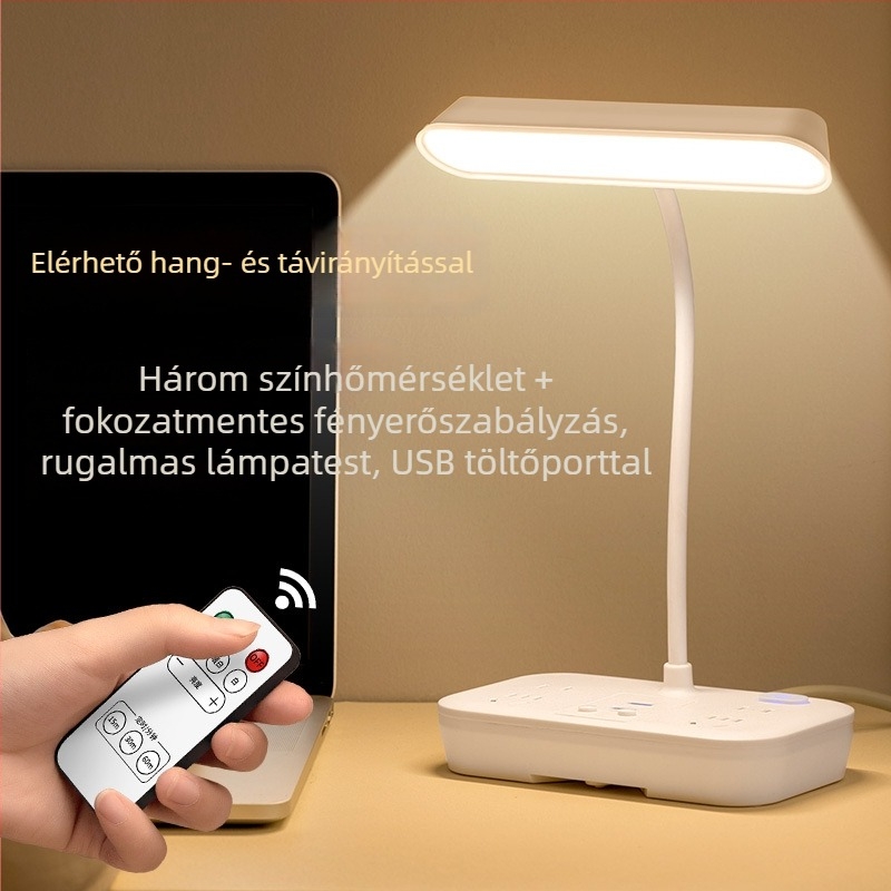 LED asztali lámpa szemvédelemmel, tanulási fény, távirányítás és intelligens vezérlés, 110V-os konnektoros meghajtás
