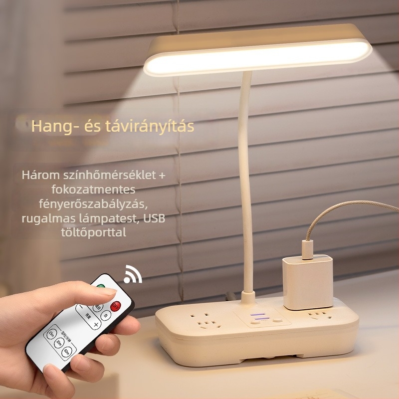 LED asztali lámpa szemvédelemmel, tanulási fény, távirányítás és intelligens vezérlés, 110V-os konnektoros meghajtás