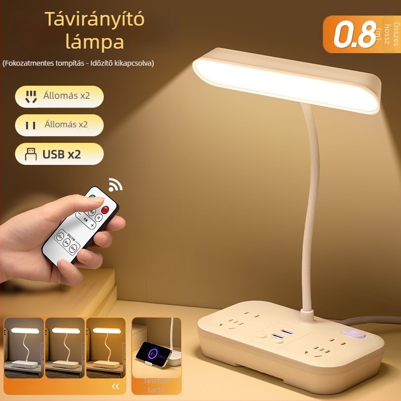 LED asztali lámpa szemvédelemmel, tanulási fény, távirányítás és intelligens vezérlés, 110V-os konnektoros meghajtás