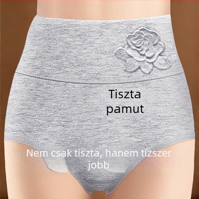 Kilenc színű női pamut magas derekú antibakteriális, légáteresztő formázó alsónemű – plusz méret
