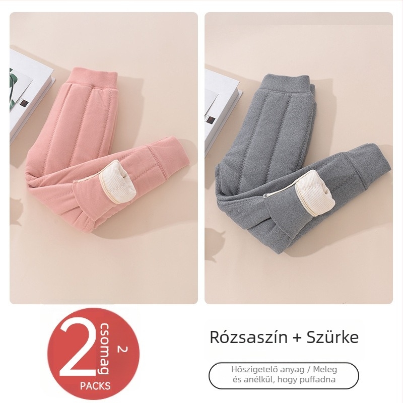 Gyerekek meleg fleece-belső nadrág téli, uniszex, középső derekú, Derong anyag, 93% poliészter, 3–8 éveseknek