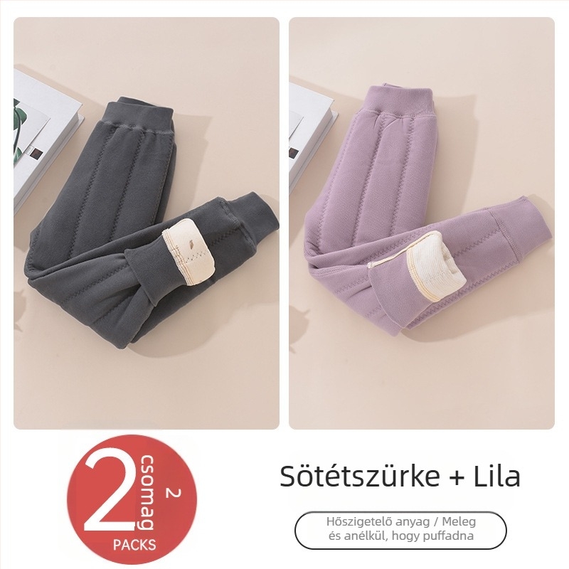 Gyerekek meleg fleece-belső nadrág téli, uniszex, középső derekú, Derong anyag, 93% poliészter, 3–8 éveseknek