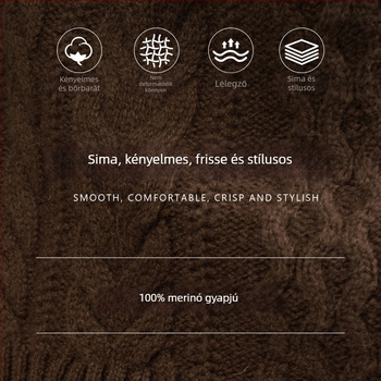 100% gyapjúból készült teljes testű kábeles kötésű pulóver jacquard mintával, cipzárral és fél magas gallérral, 7-gauge vastagság