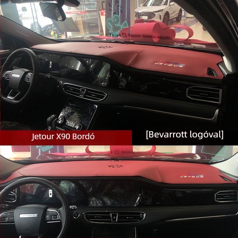 Autó belső napvédő szőnyeg anti-slip aljzattal, kompatibilis a Jietu X70Plus 90-hoz, bőr hímzett rész, logó nyomtatás, hivatalos magánmárka