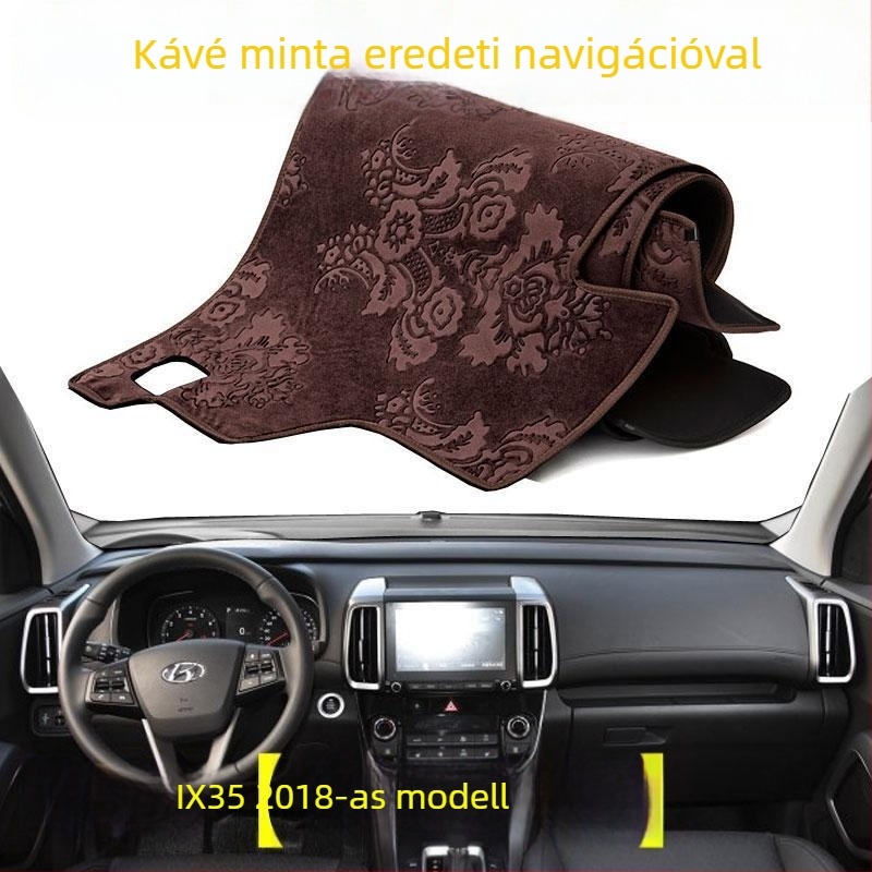 Hyundai ix35-hoz készült műszerfal napvédő matrac – plüss anyag, hőszigetelés, logó nyomtatás, hivatalos privát márka
