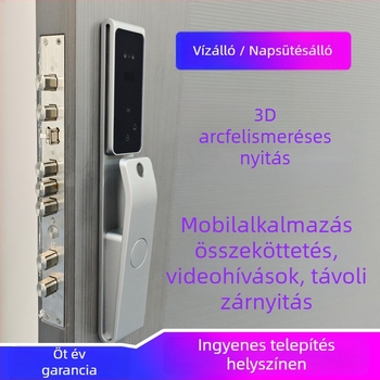 Okos esőálló ajtózár arcfelismeréssel és ujjlenyomat-olvasóval, FD-03, 100 ujjlenyomat tárolás, akár 3000 nyitás, 0,3 s alatti olvasási idő, vízálló, fa ajtókhoz