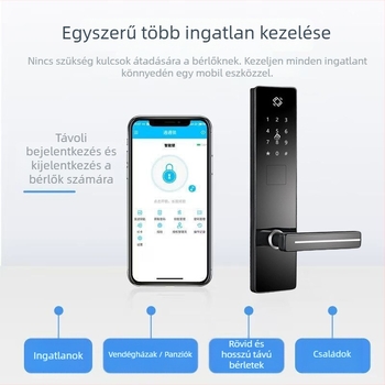 Szállodai okos zár IC-kártyával, hozzáférés jelszó és ujjlenyomat révén — megnövelt lopás elleni védelem, testreszabható