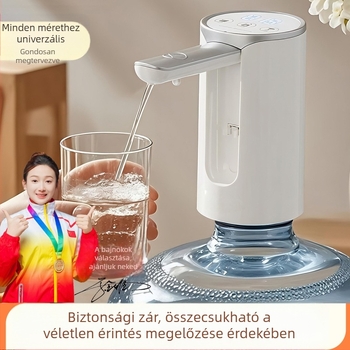 Összecsukható elektromos vízpumpa palackozott víz adagolóhoz érintőképernyős kijelzővel, modell D36, USB tápegység, 5V, 5W