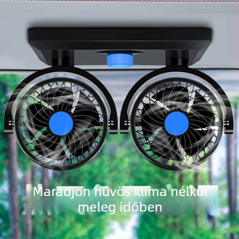 Autó ventilátor, kettős feszültségű 12V/24V, ABS műanyag, hűtés, 220W, hordozható