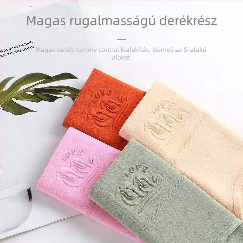Pamut női magas derekú alsónemű, szülés utáni hasformázás és fenékemelés, relief mintázat, plusz méret