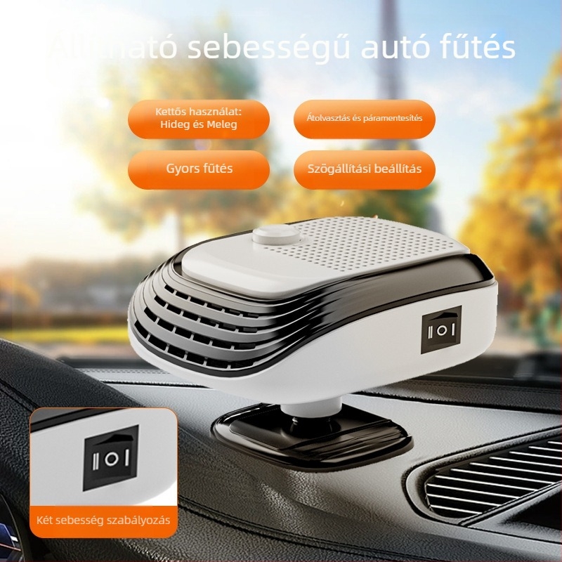12V-os autóhőfűtő, gyors fűtés, ABS ház, 120W, modellt 9847, üvegpáramentesítő