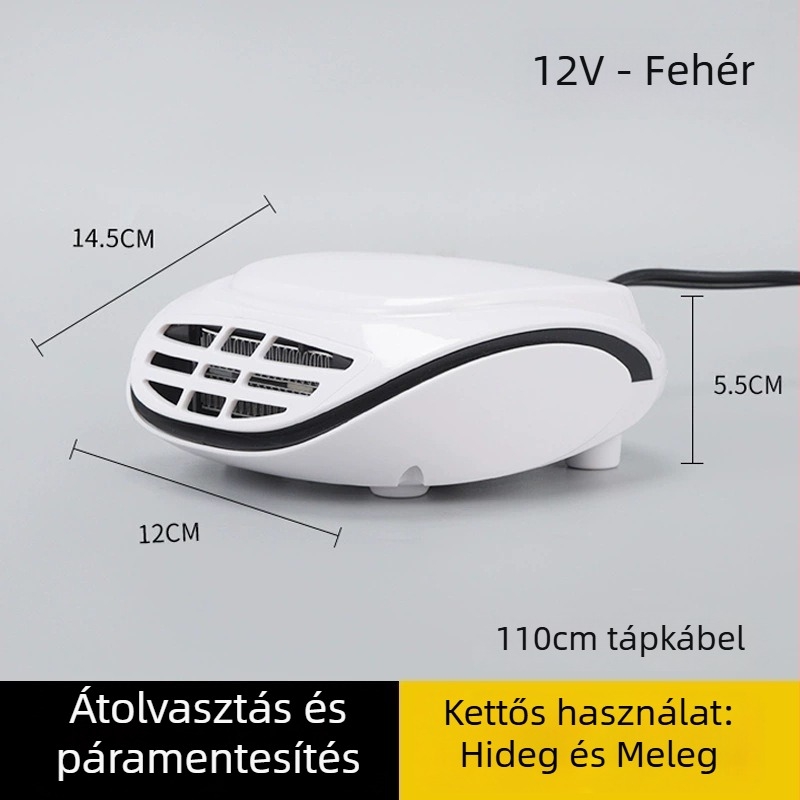 12V-os autóhőfűtő, gyors fűtés, ABS ház, 120W, modellt 9847, üvegpáramentesítő