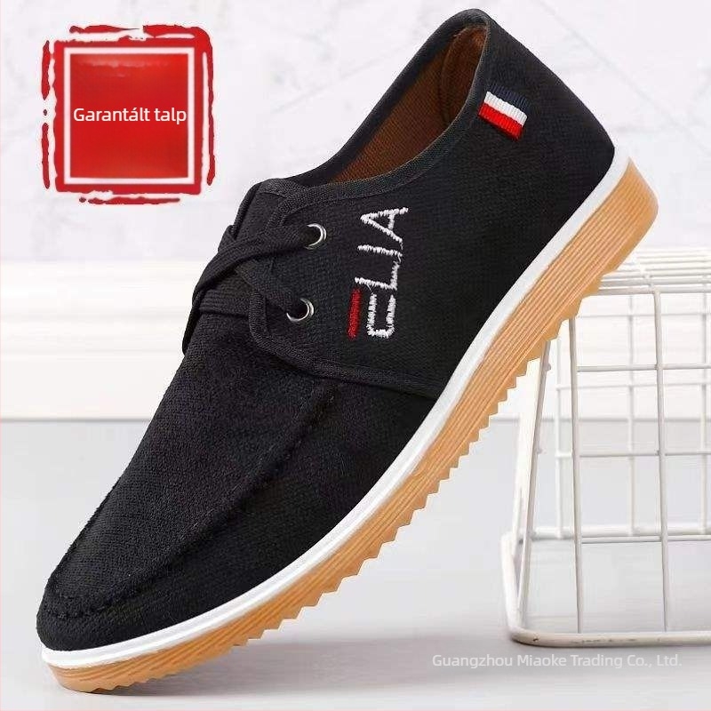 Új stílusú férfi vászoncipő Old Beijing hangulatában, tavasz–ősz Oxford slip-on munka cipő, mindennapi vászoncipő