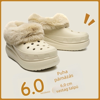 Női Crocs-stílusú papucs fleece béléssel, habtalpú, vastag, varrott
