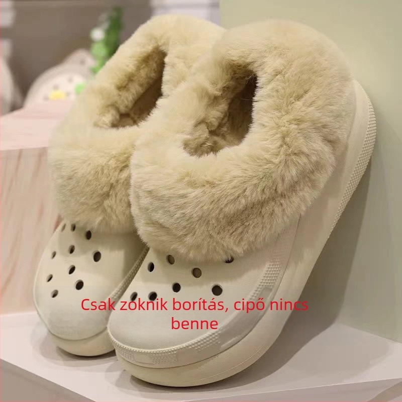 Női Crocs-stílusú papucs fleece béléssel, habtalpú, vastag, varrott