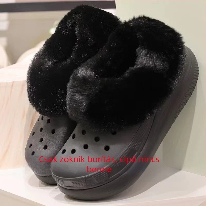 Női Crocs-stílusú papucs fleece béléssel, habtalpú, vastag, varrott