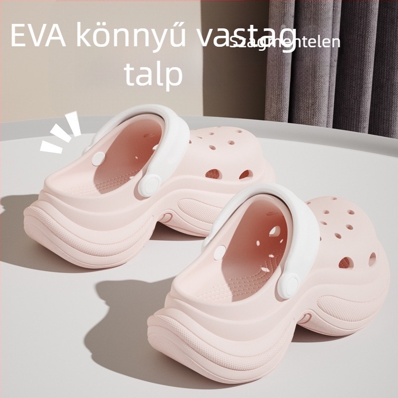 Red Crane női EVA Mary Jane cipő magas sarkú, 5 cm vastag talp, injekciós öntésű, Crocs-stílus mindennapi és strand viselet, magasságot növelő kényelem