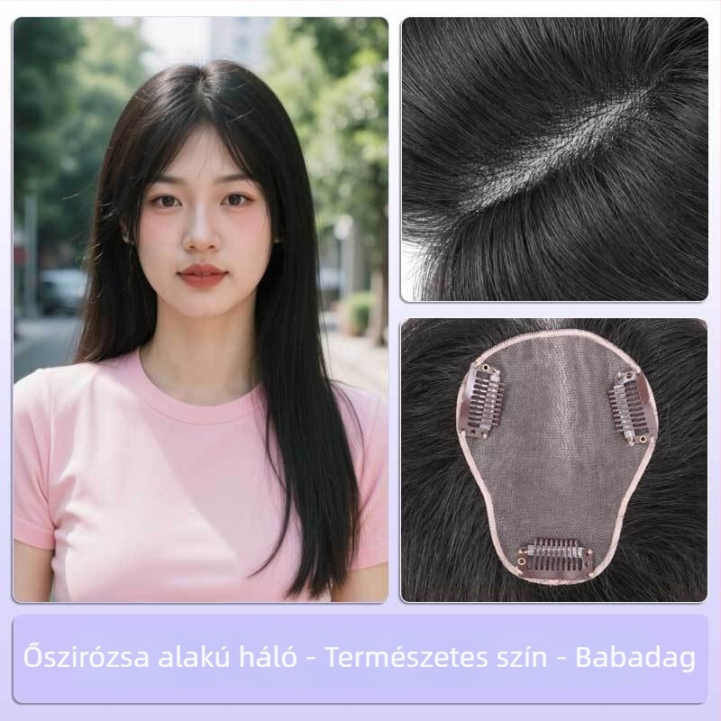Női hajtopper, lélegző körte alakú mono háló, teljesen kézzel készített, valódi emberi haj, volumen növelő