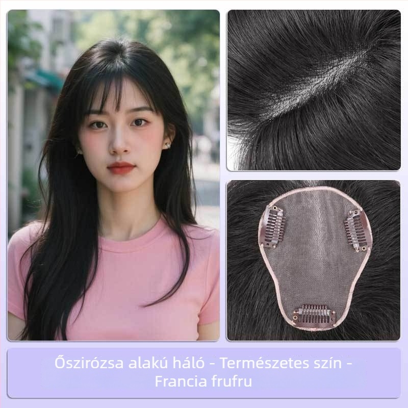 Női hajtopper, lélegző körte alakú mono háló, teljesen kézzel készített, valódi emberi haj, volumen növelő