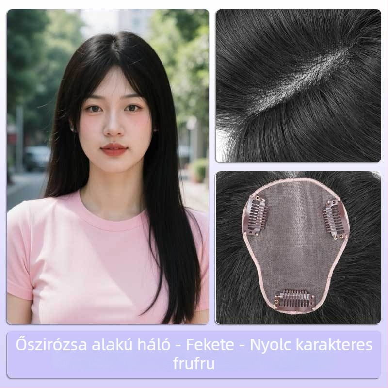 Női hajtopper, lélegző körte alakú mono háló, teljesen kézzel készített, valódi emberi haj, volumen növelő