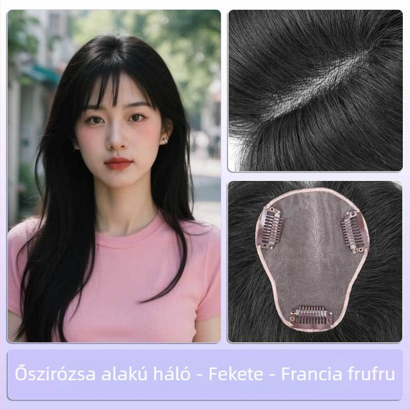 Női hajtopper, lélegző körte alakú mono háló, teljesen kézzel készített, valódi emberi haj, volumen növelő