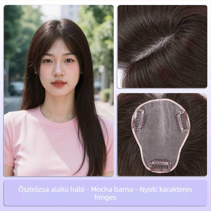 Női hajtopper, lélegző körte alakú mono háló, teljesen kézzel készített, valódi emberi haj, volumen növelő