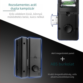 SWR-Z200 okoszár üveges ajtókhoz, 100 ujjlenyomat tárolóval, nagy kijelzővel, jelszó és mobiltelefonos távoli vezérléssel; üveg- és faajtóhoz