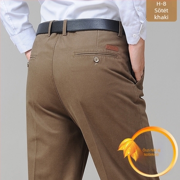 Nadrág casual pamutból, magas derék, laza szabás, egyenes szár, cipzáras zárás, 100% pamut