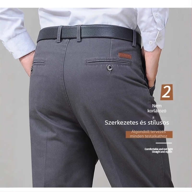 Nadrág casual pamutból, magas derék, laza szabás, egyenes szár, cipzáras zárás, 100% pamut