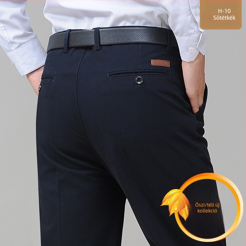 Nadrág casual pamutból, magas derék, laza szabás, egyenes szár, cipzáras zárás, 100% pamut