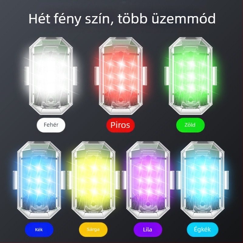 M3 Drón stroboszkóp fény drónokhoz, autókhoz, motorkerékpárokhoz és elektromos kerékpárokhoz – ABS ház, Teljesítmény 3, Feszültség 3V, Áram 0,02A