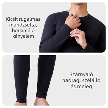 Termikus alsóruha szett, seamless, vast Poliészter rost alapréteg 251–300 g/m², hosszú ujjú felső és hosszú nadrág, uniszex, kerek nyak
