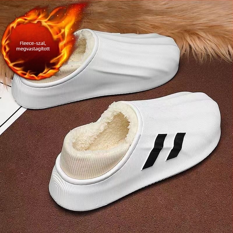 Férfi téli papucsok, zárt hátsóval, csúszásmentes és vízálló PVC, fleece bélés, 3-5 cm vastag talp