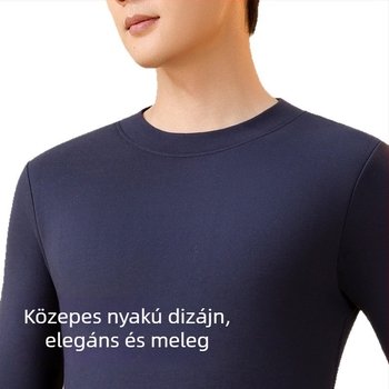 Férfi gyapjú melegítő készlet kerek nyakú, fleece-betéttel, vast és rugalmas, melegen tart őszre és télre