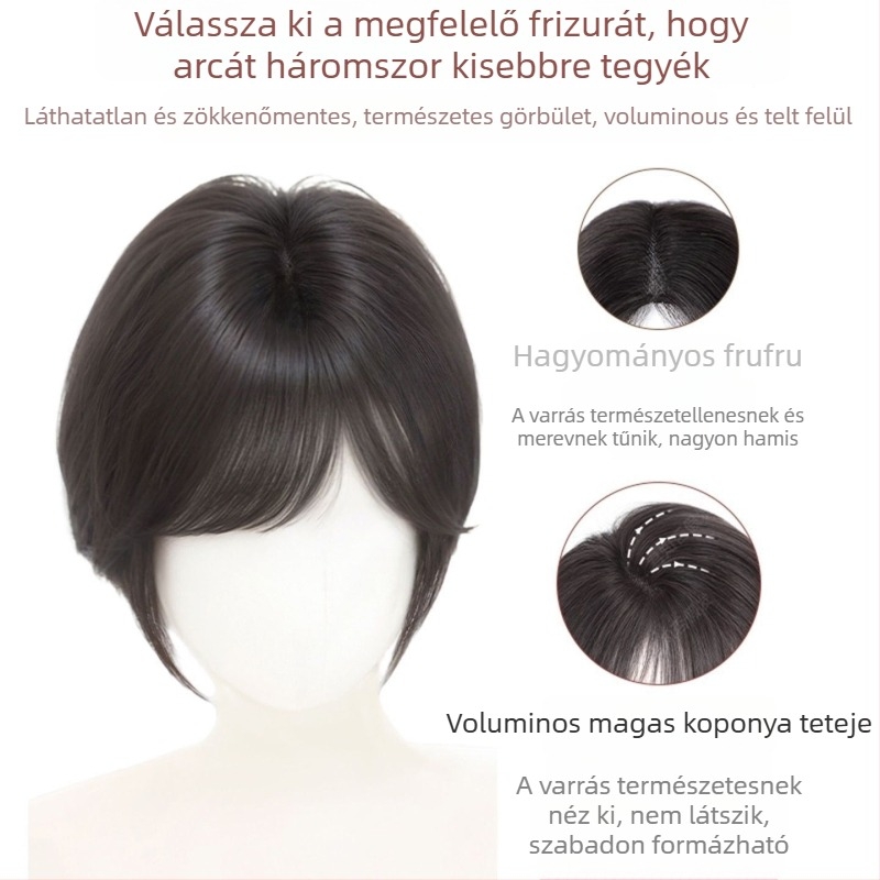 Női hajrész frufruval, Keverék selyem frufru, Magas hőmérsékletű selyem, A koronán a volumen növelése, Nem színezhető