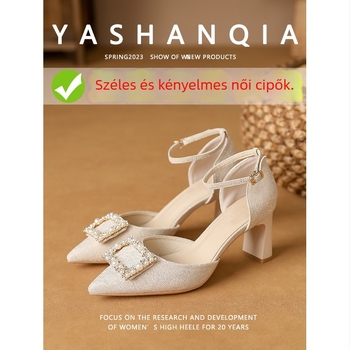 WEISUI Szandál pántokkal, mikroszálas felsőrész, hegyes orr, 6-8 cm sarokmagasság